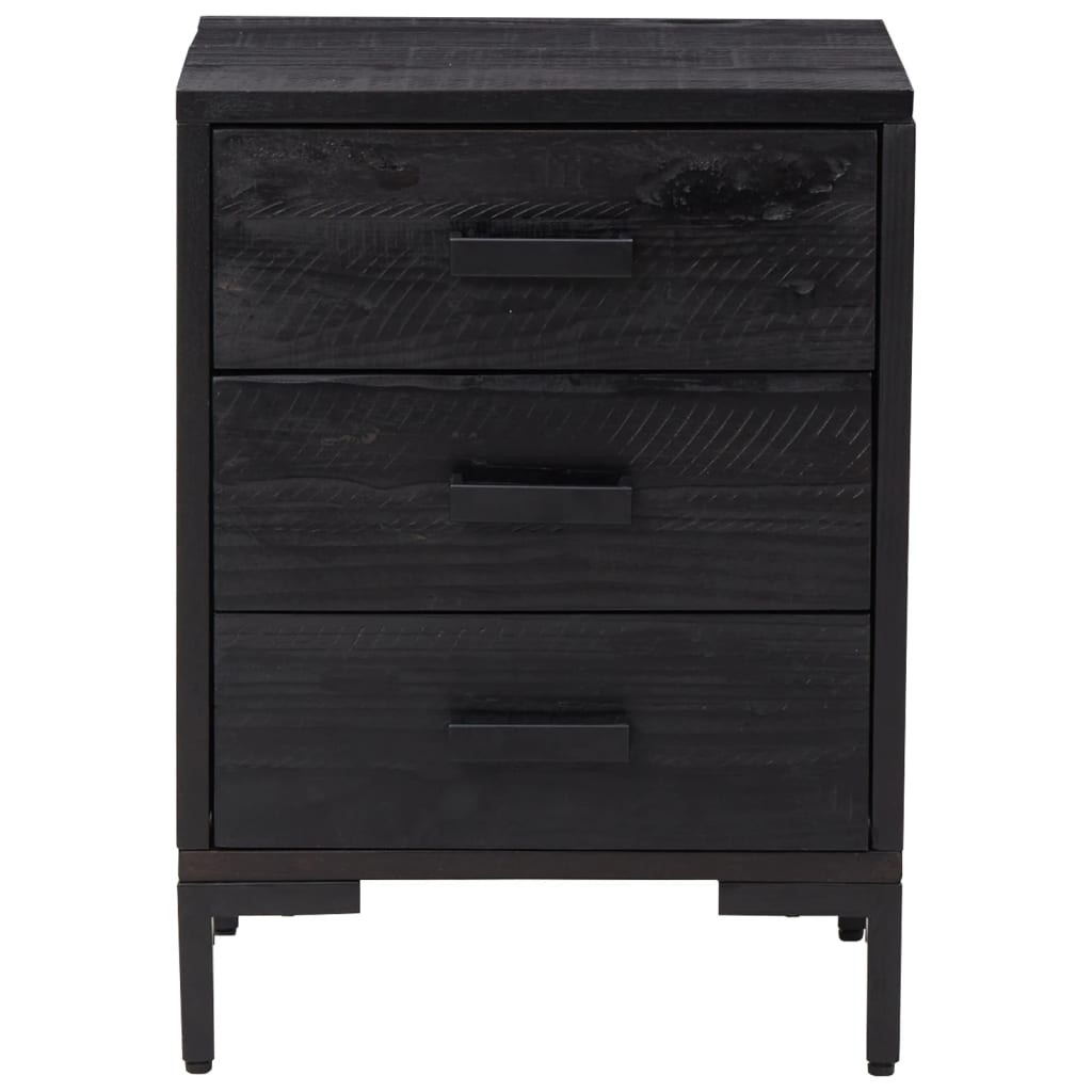 Bedside table black 40x30x55 cm solid pine wood