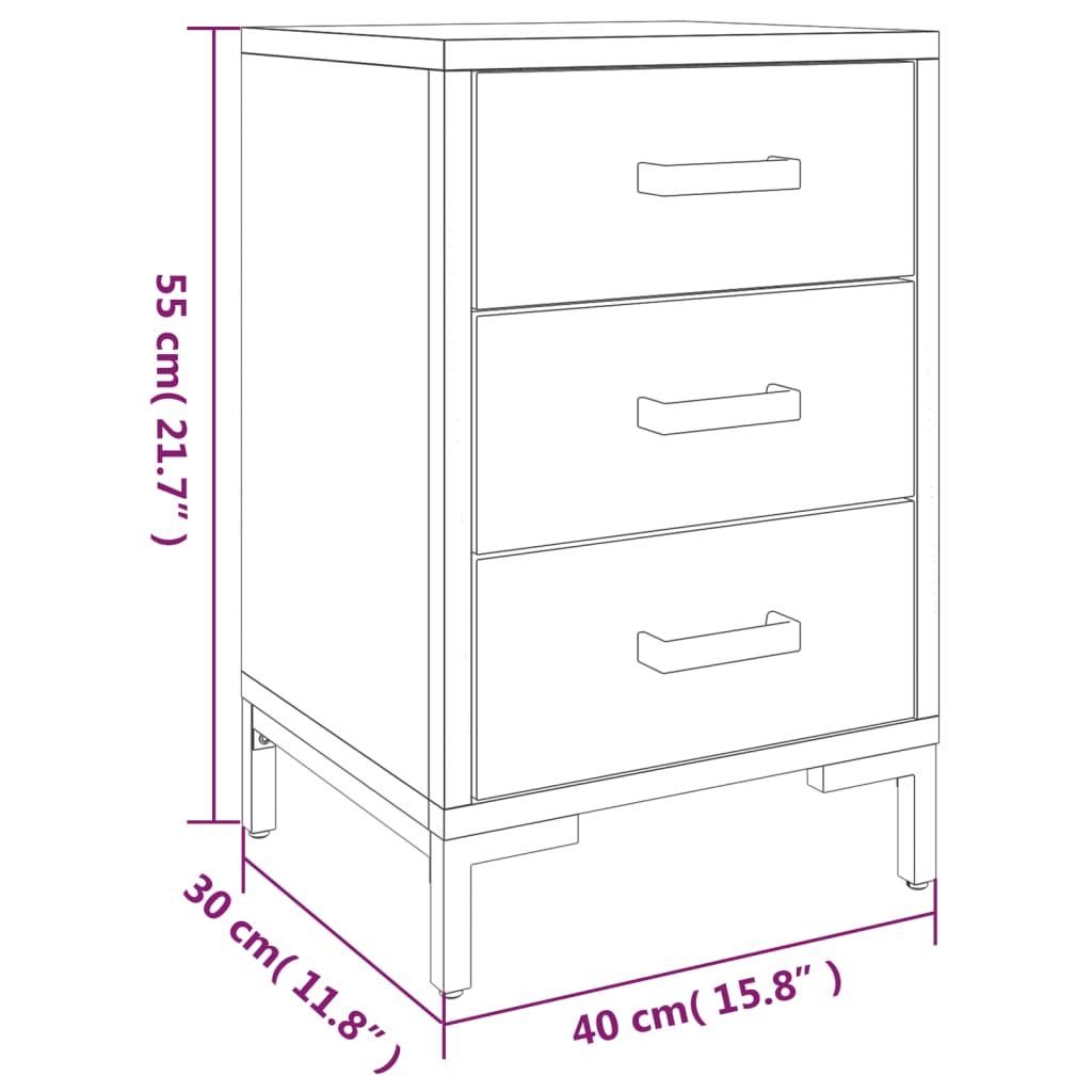 Bedside table black 40x30x55 cm solid pine wood