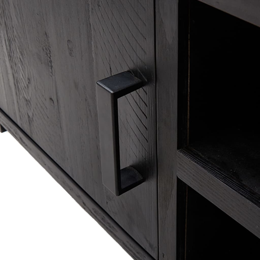 Meuble TV noir 90x30x40 cm en pin massif