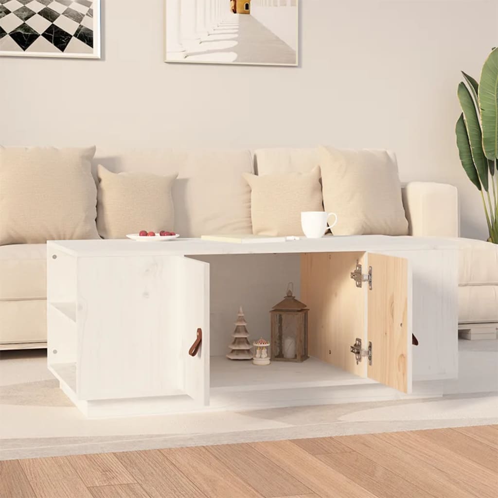 Coffee Table White 100x50x41 cm Solid Pine