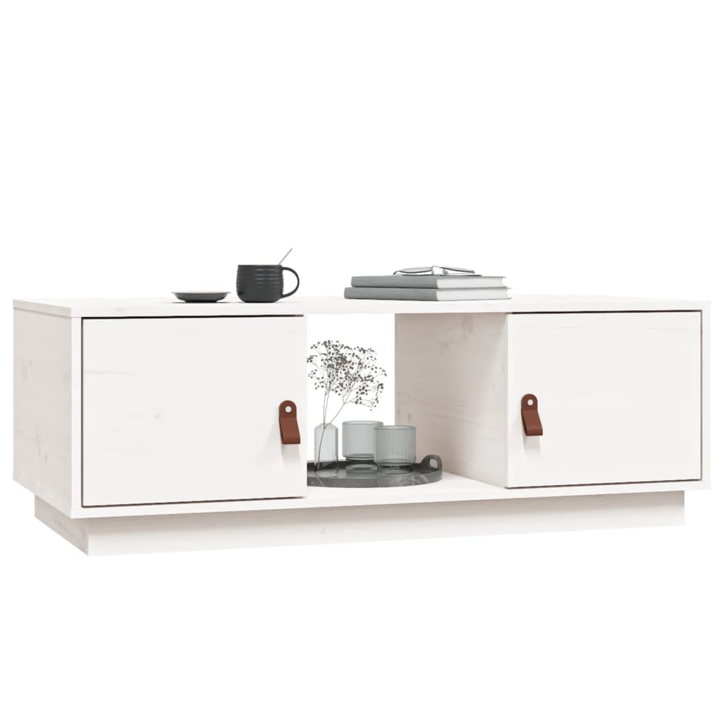 Coffee Table White 100x50x35 cm Solid Pine