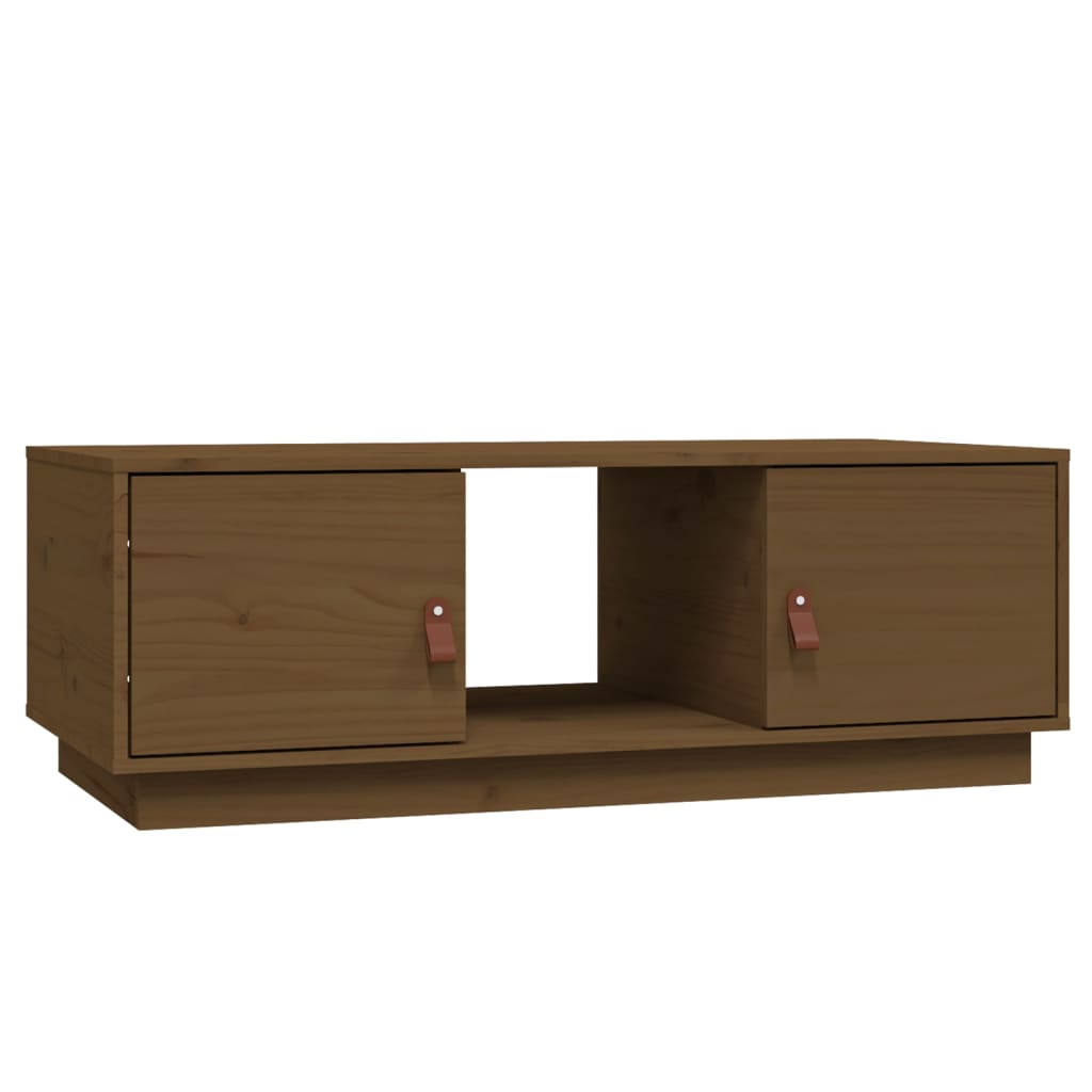 Table basse marron miel 100x50x35 cm en bois de pin massif