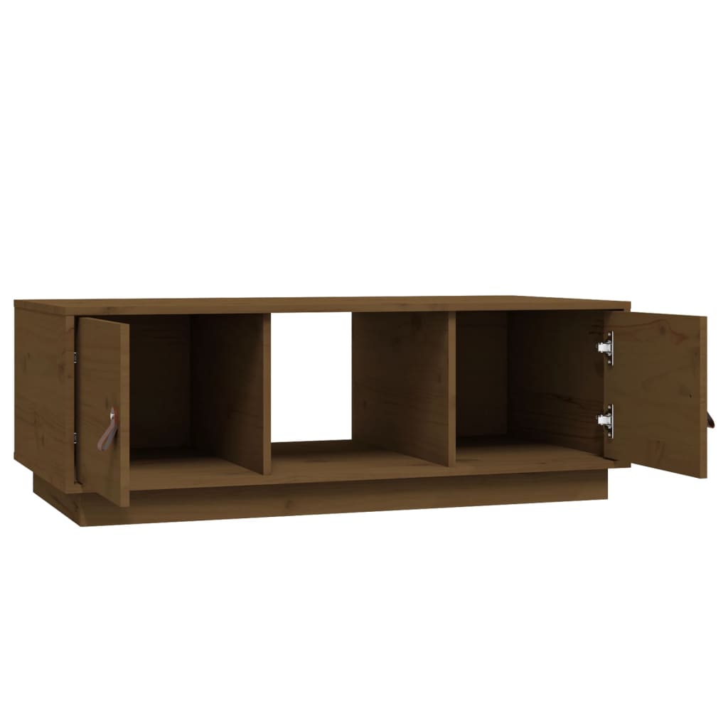 Table basse marron miel 100x50x35 cm en bois de pin massif