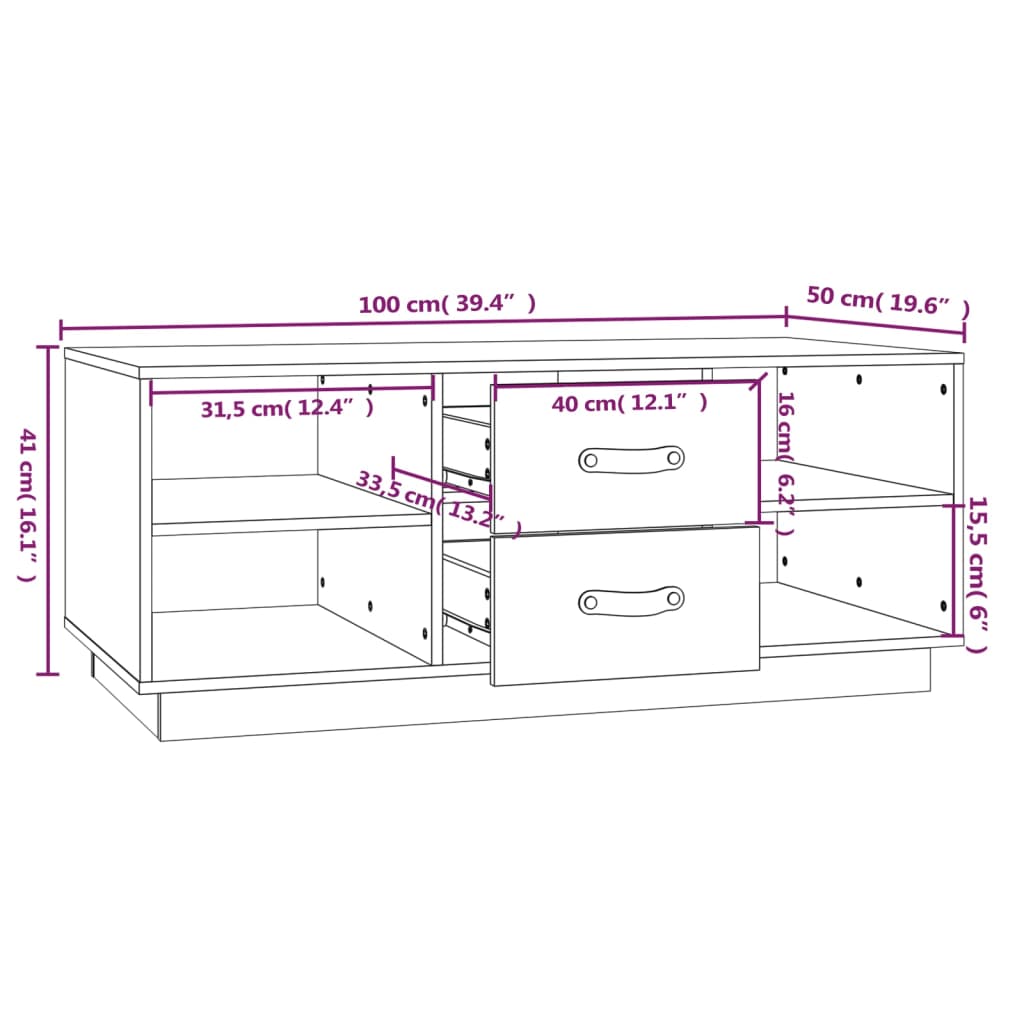 Coffee Table White 100x50x41 cm Solid Pine