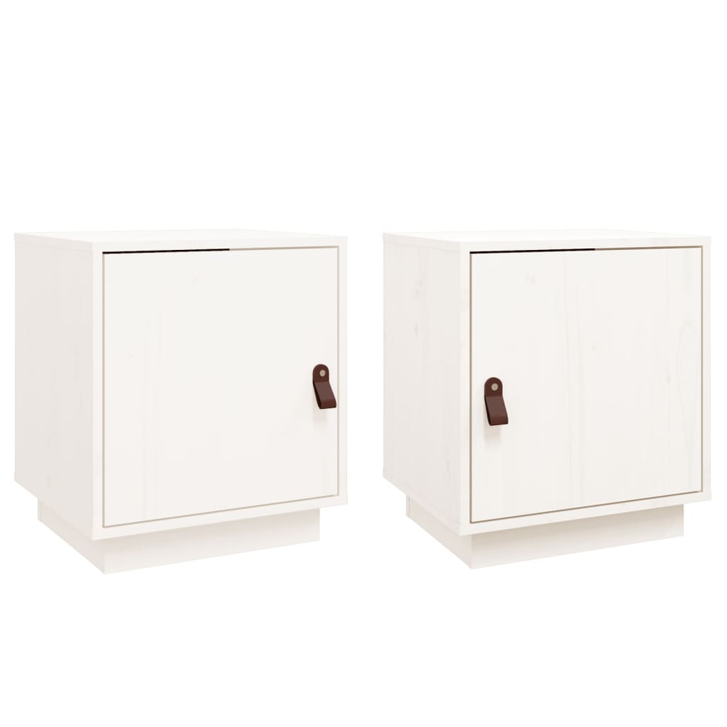 Bedside tables 2 pcs. White 40x34x45 cm solid pine wood