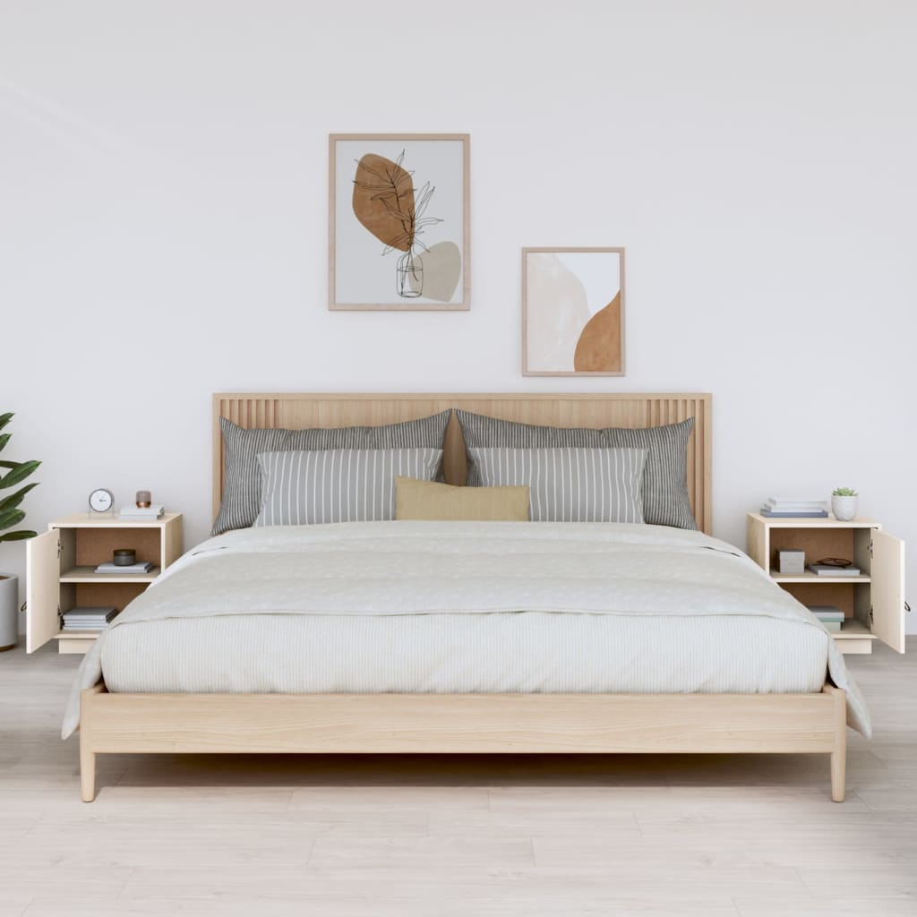 Bedside tables 2 pcs. White 40x34x45 cm solid pine wood