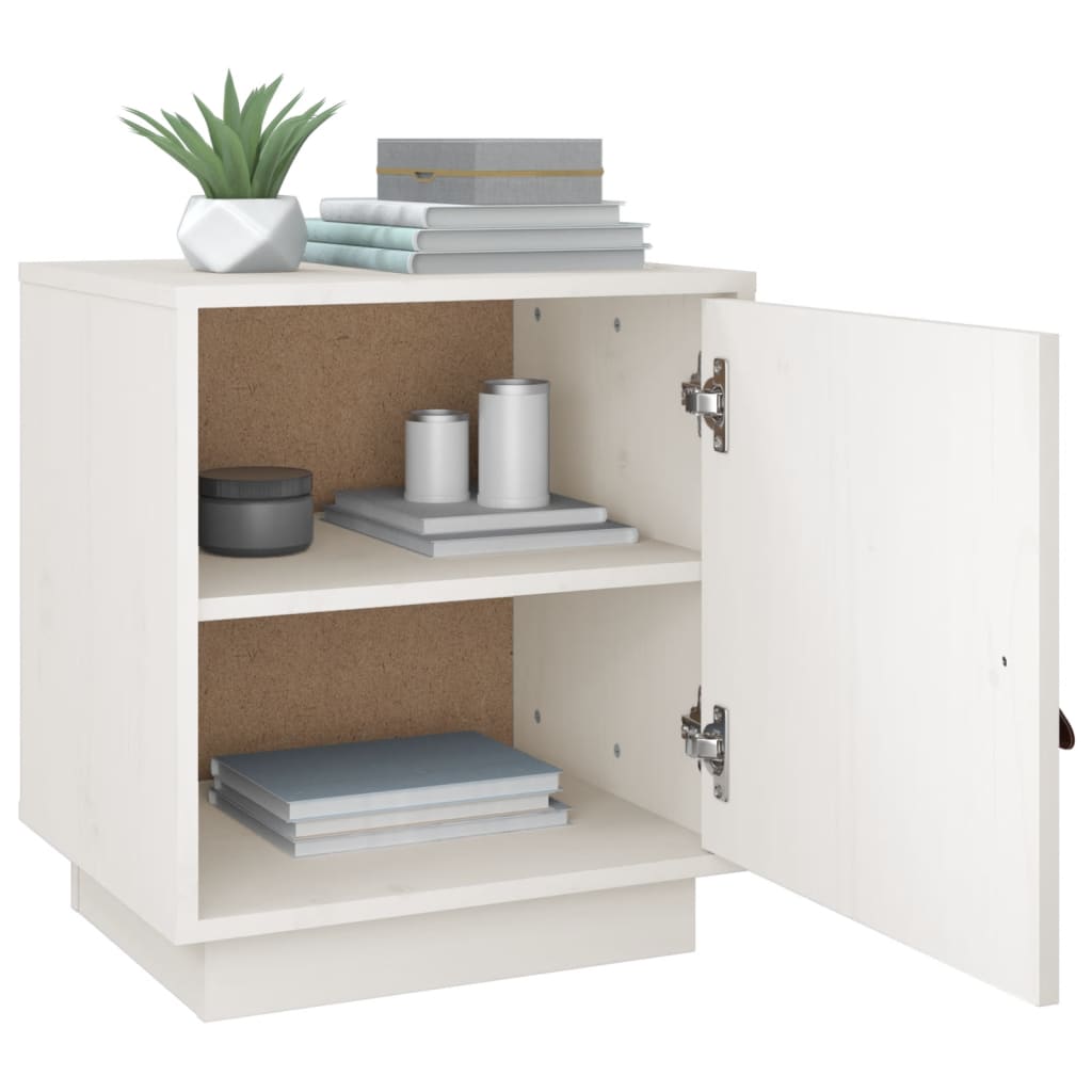 Bedside tables 2 pcs. White 40x34x45 cm solid pine wood