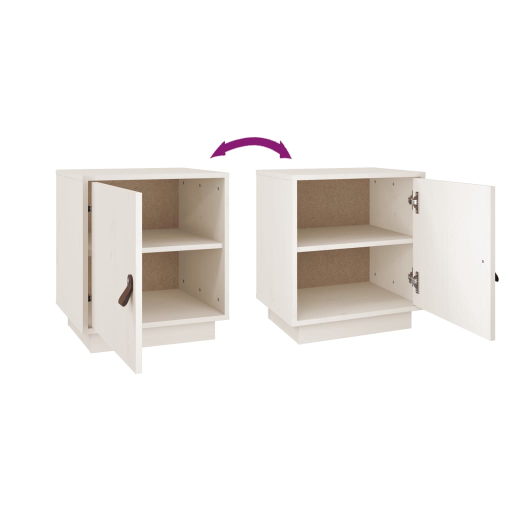 Bedside tables 2 pcs. White 40x34x45 cm solid pine wood