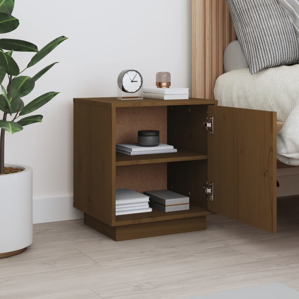 Bedside table honey brown 40x34x45 cm solid pine wood