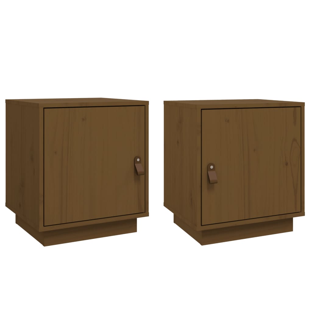 Tables de chevet 2 pcs. marron miel 40x34x45 cm en bois de pin massif