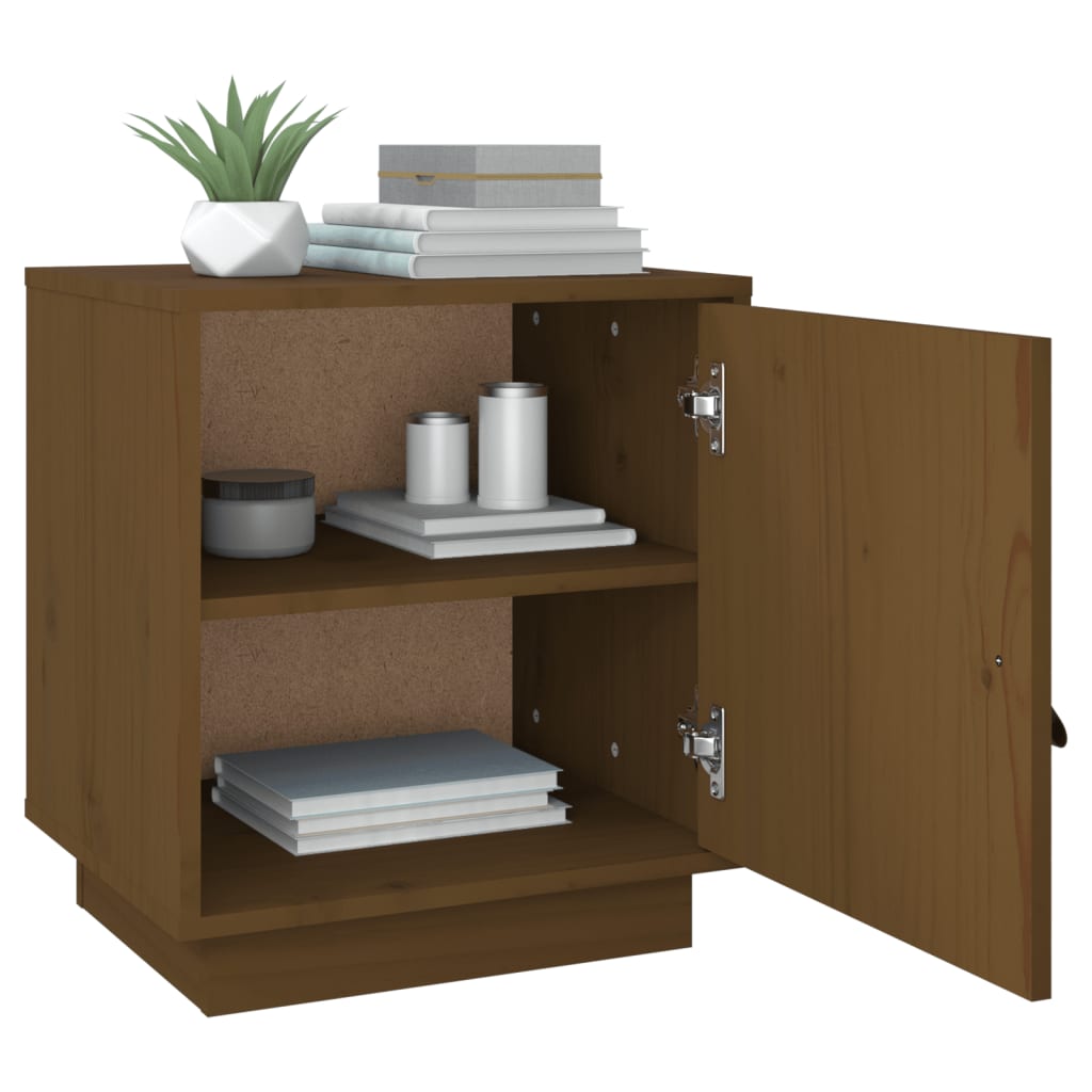 Tables de chevet 2 pcs. marron miel 40x34x45 cm en bois de pin massif