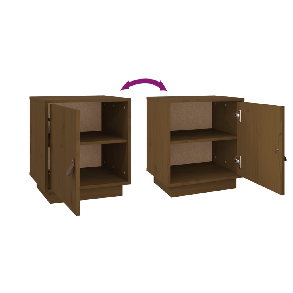 Tables de chevet 2 pcs. marron miel 40x34x45 cm en bois de pin massif