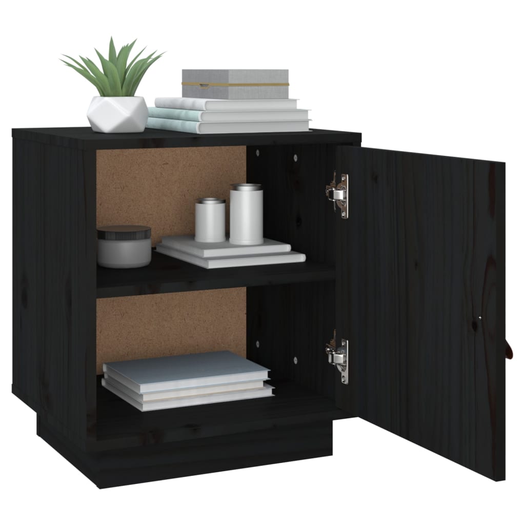 Bedside Table Black 40x34x45 cm Solid Pine