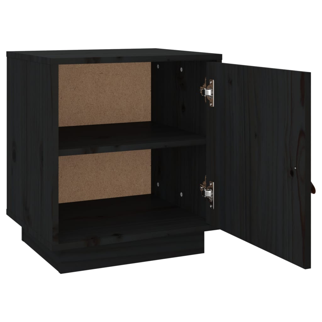 Bedside Table Black 40x34x45 cm Solid Pine