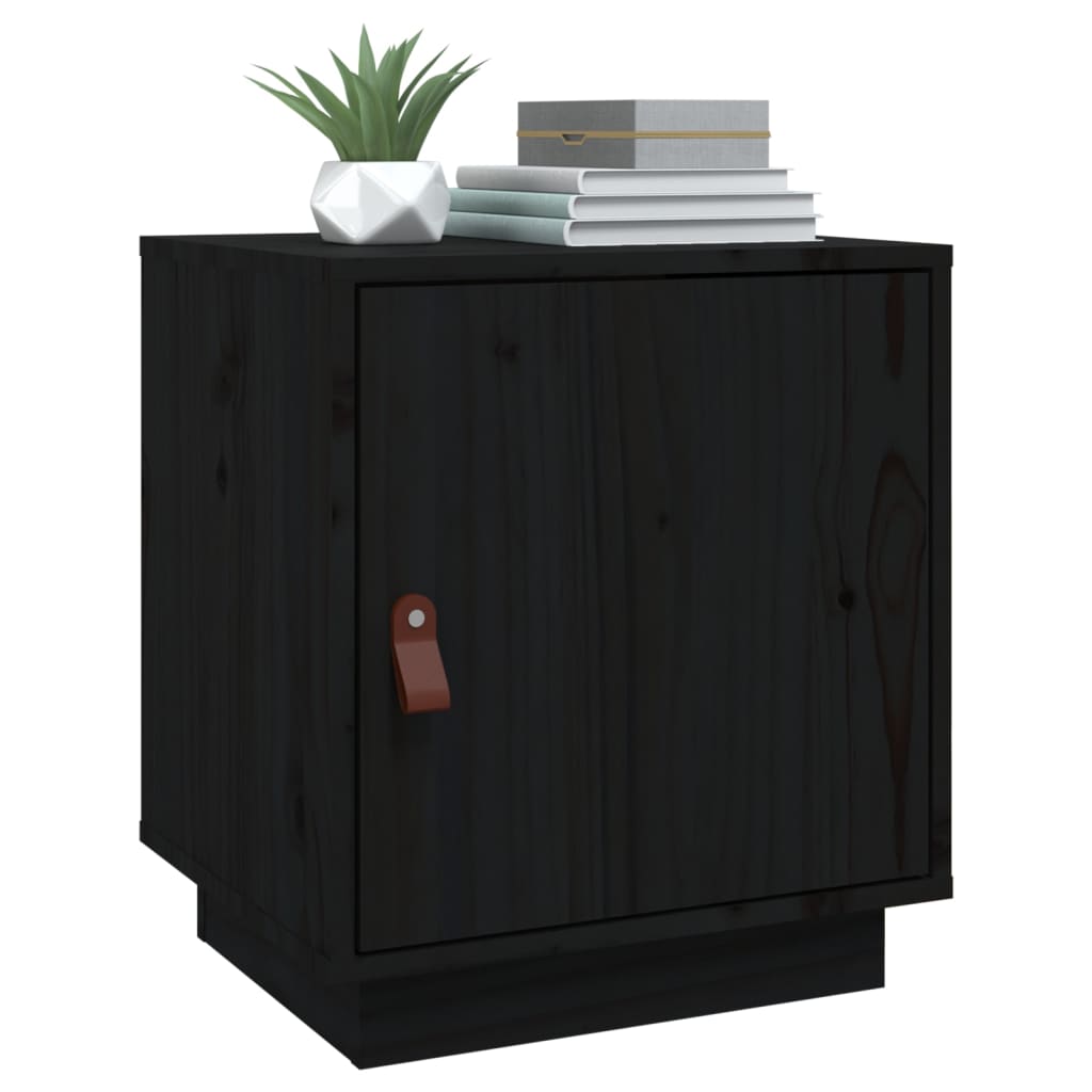 Tables de chevet 2 pcs. Noir 40x34x45 cm en bois de pin massif