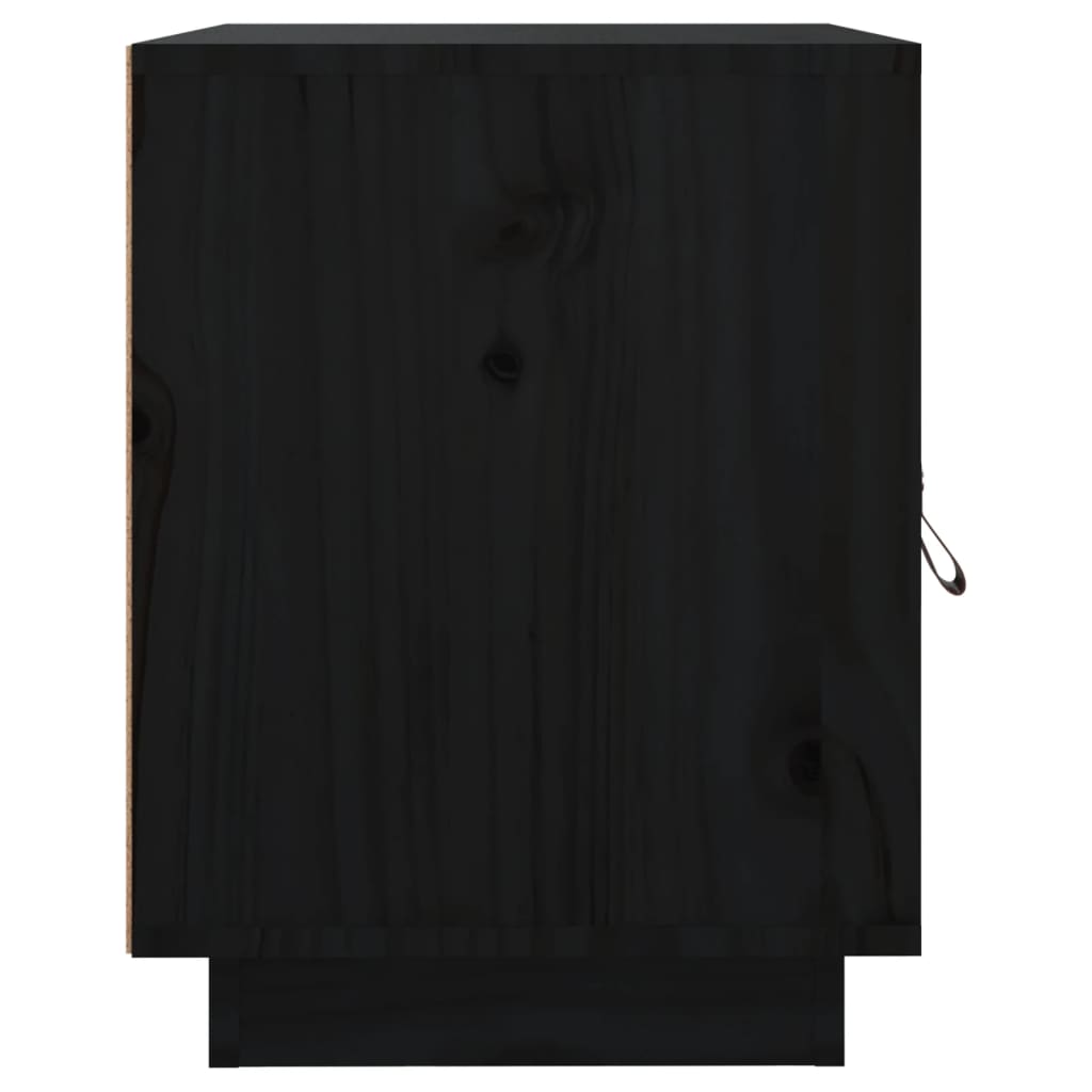 Tables de chevet 2 pcs. Noir 40x34x45 cm en bois de pin massif