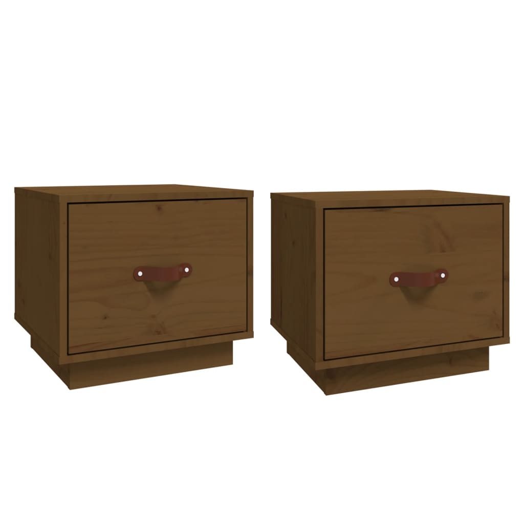 Tables de chevet 2 pcs. marron miel 40x34x35 cm en bois de pin massif