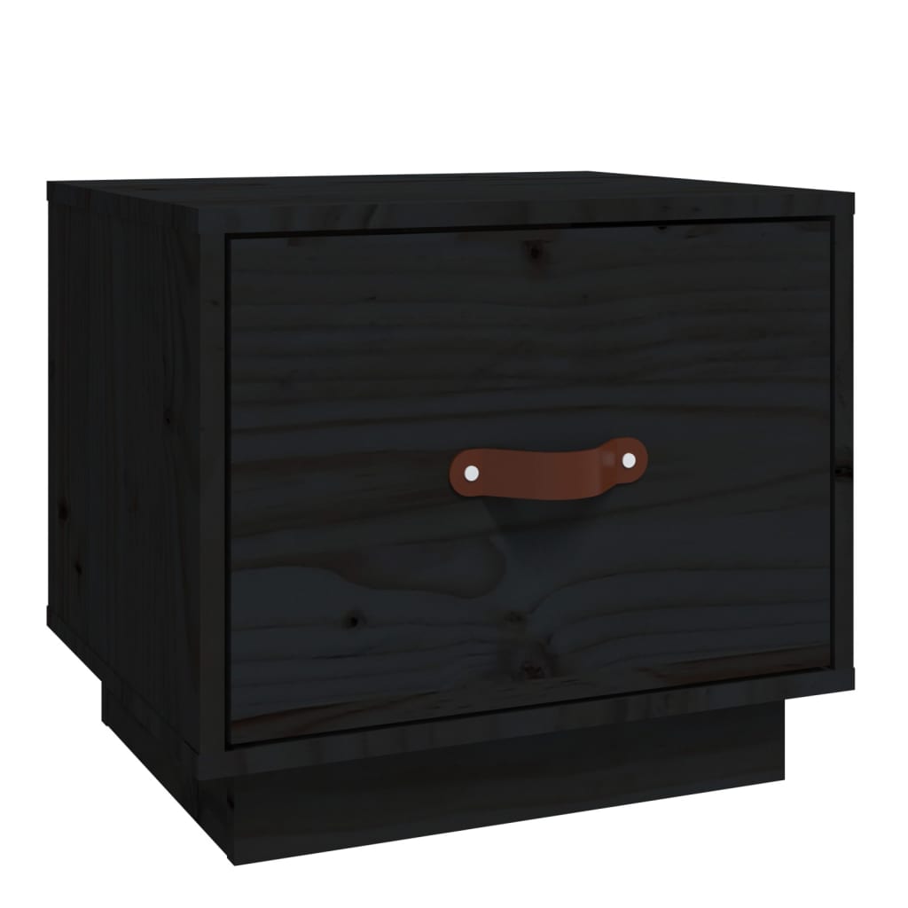 Bedside Table Black 40x34x35 cm Solid Pine