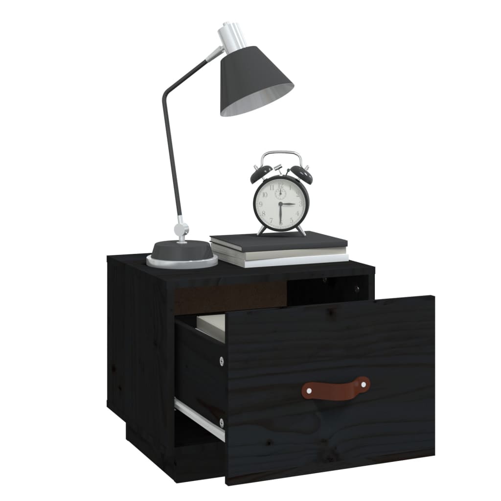 Tables de chevet 2 pcs. Noir 40x34x35 cm en bois de pin massif