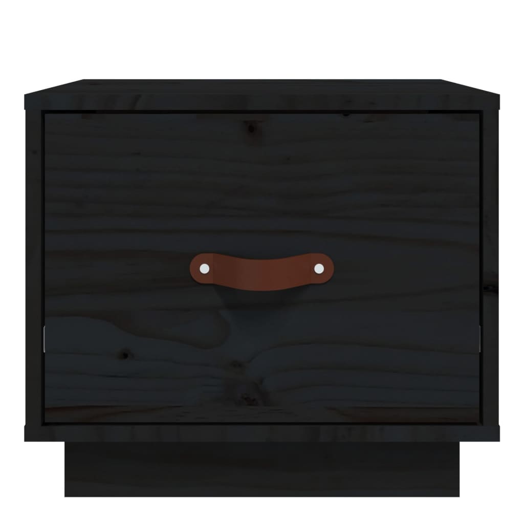 Tables de chevet 2 pcs. Noir 40x34x35 cm en bois de pin massif