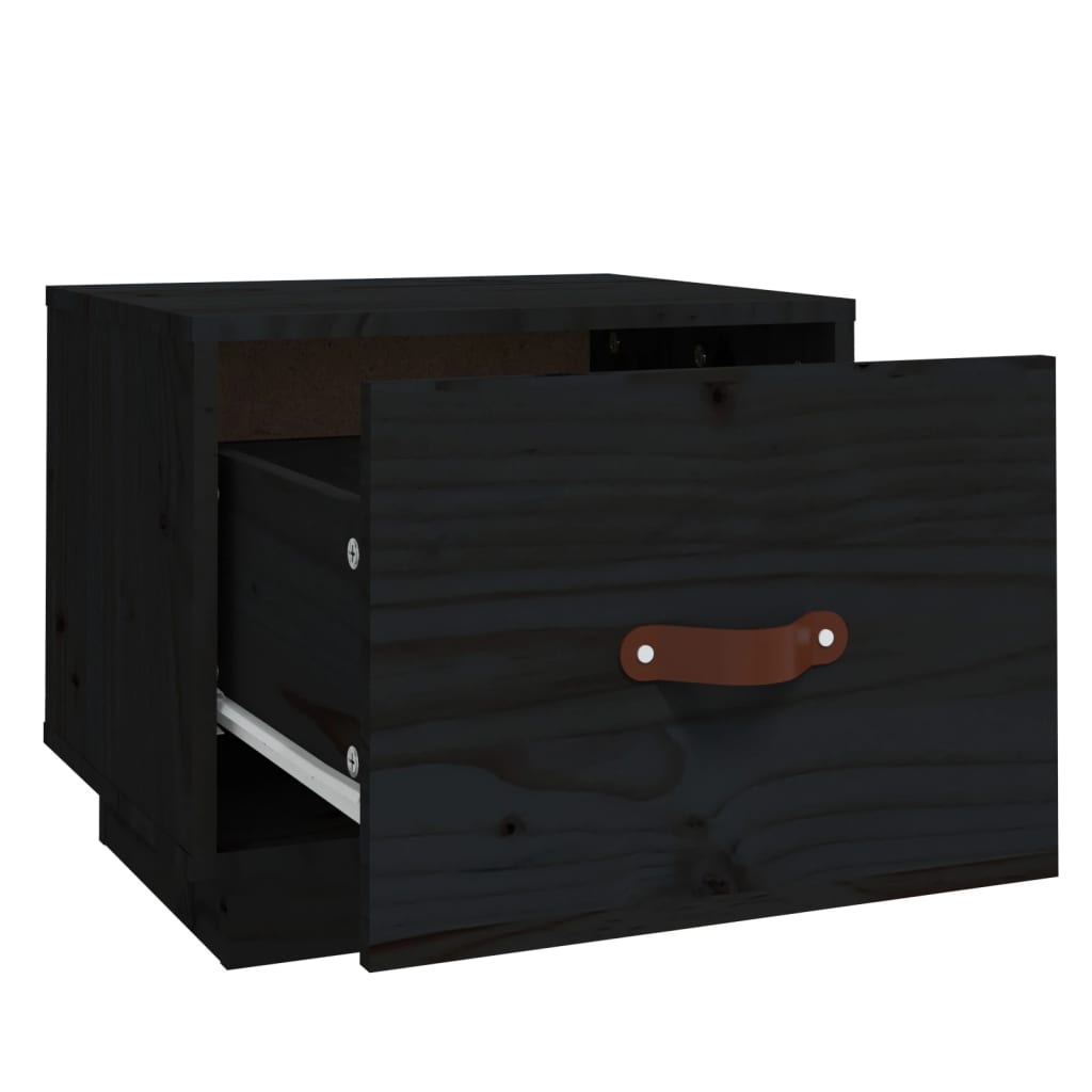 Tables de chevet 2 pcs. Noir 40x34x35 cm en bois de pin massif
