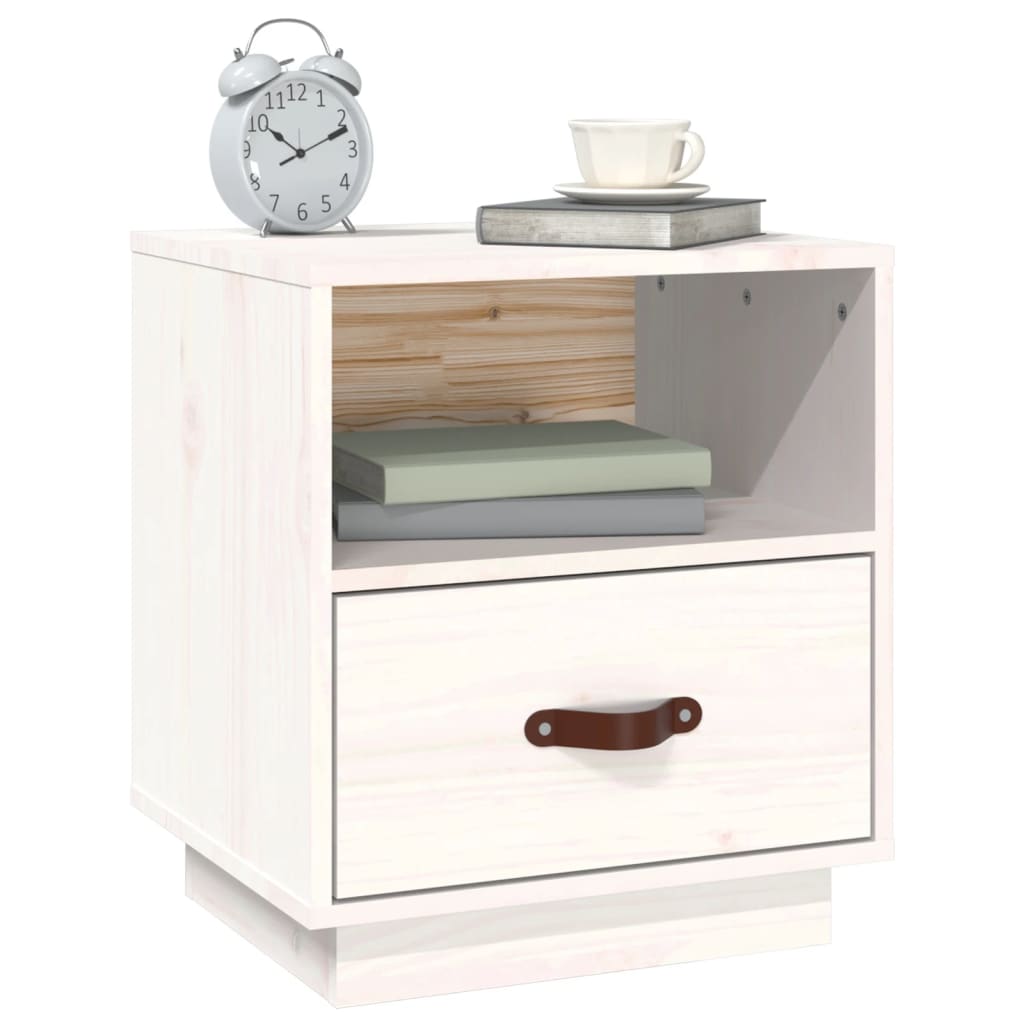 Bedside tables 2 pcs. White 40x34x45 cm solid pine wood