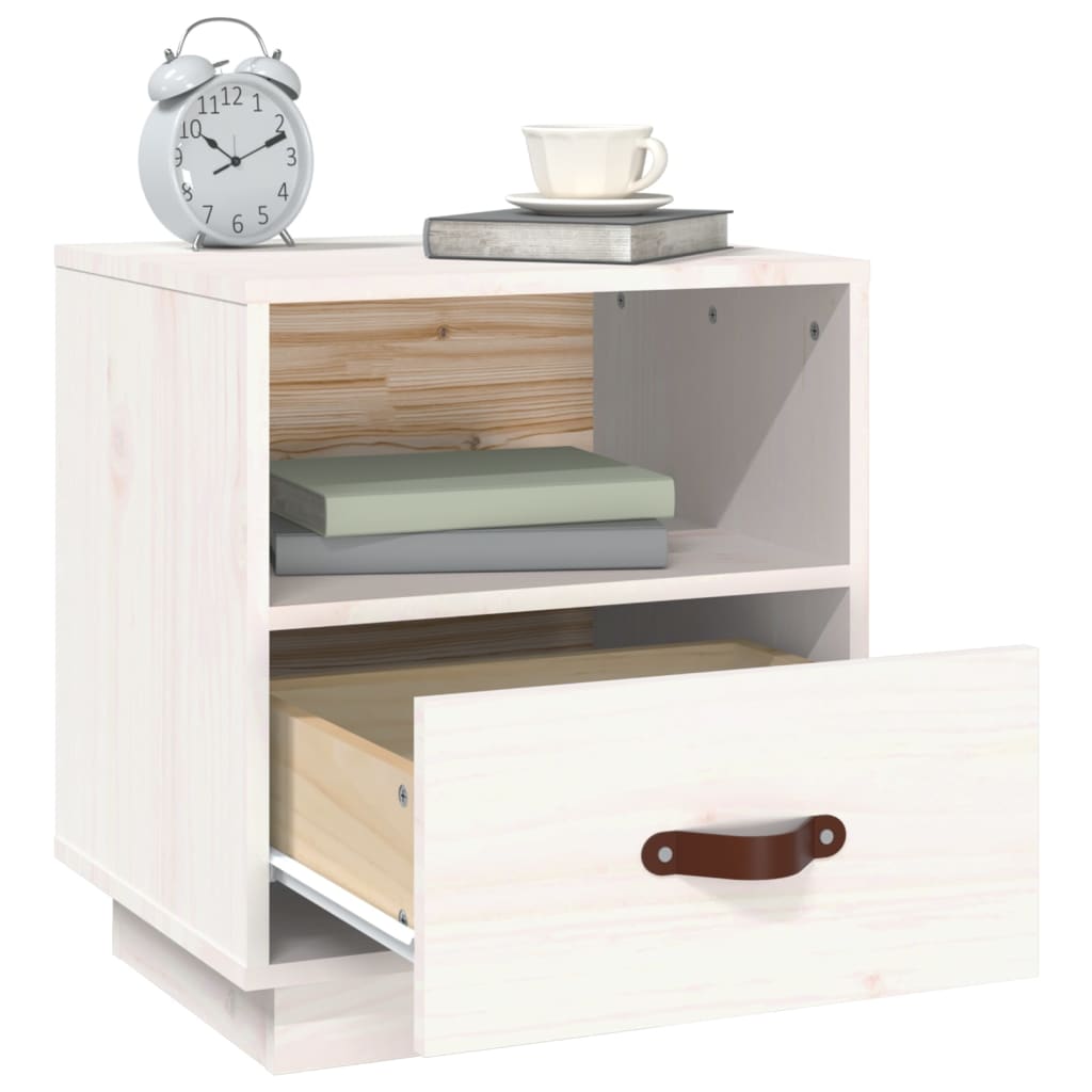 Bedside tables 2 pcs. White 40x34x45 cm solid pine wood