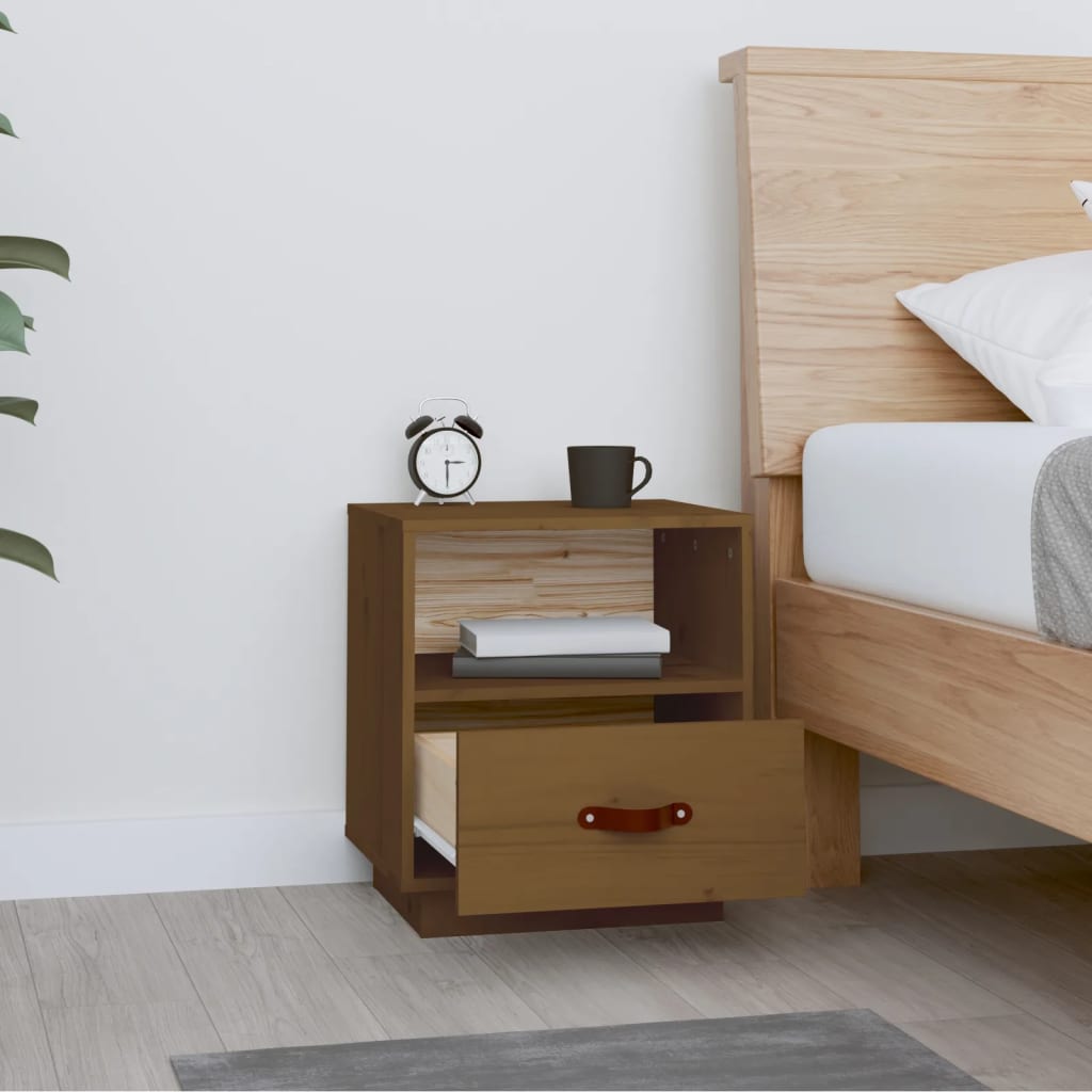 Bedside table honey brown 40x34x45 cm solid pine wood