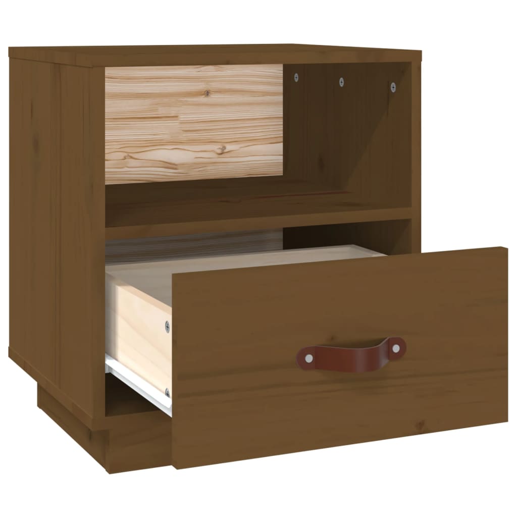 Bedside table honey brown 40x34x45 cm solid pine wood
