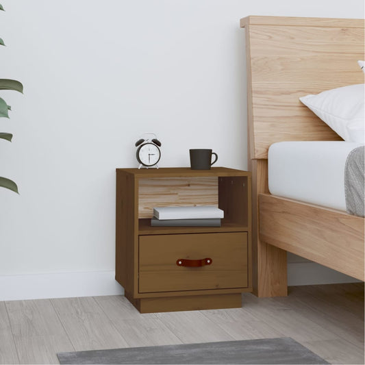 Bedside table honey brown 40x34x45 cm solid pine wood