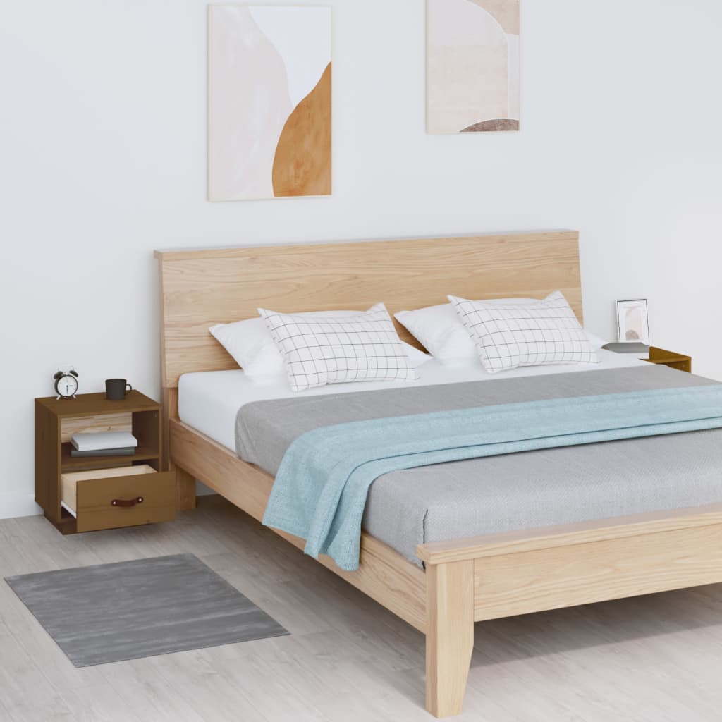 Tables de chevet 2 pcs. marron miel 40x34x45 cm en bois de pin massif