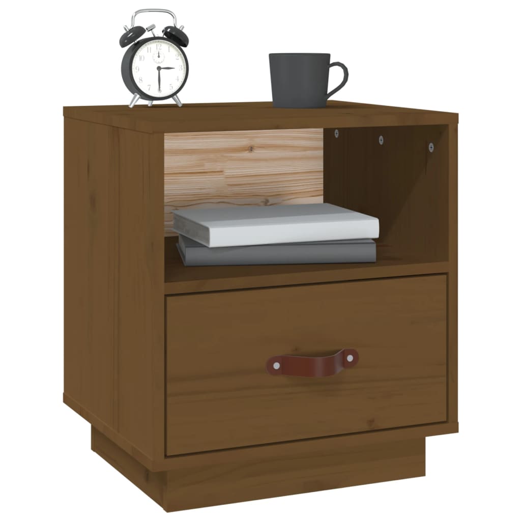 Tables de chevet 2 pcs. marron miel 40x34x45 cm en bois de pin massif