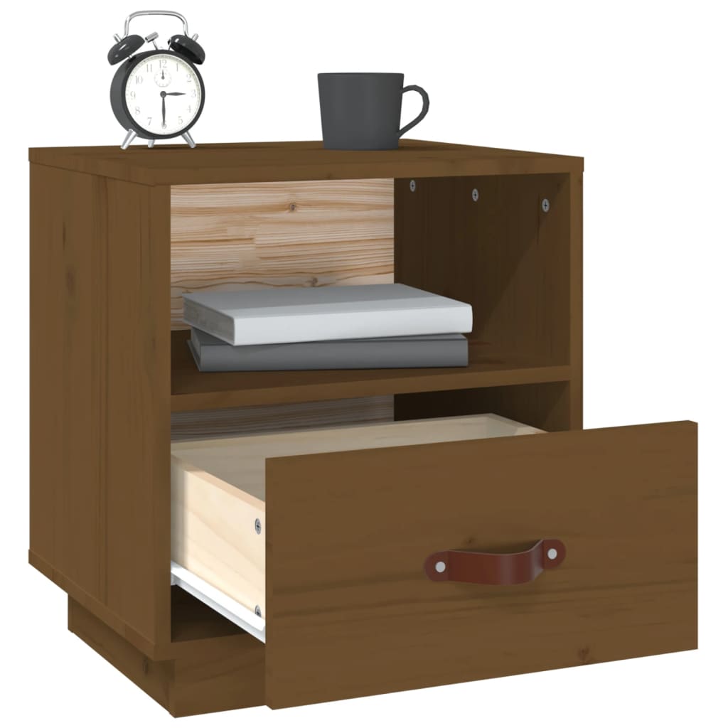 Tables de chevet 2 pcs. marron miel 40x34x45 cm en bois de pin massif