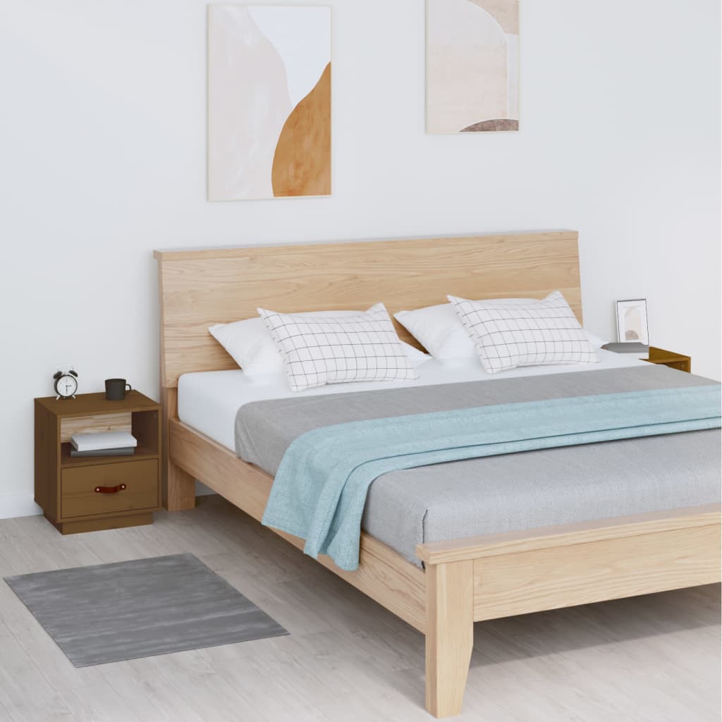 Tables de chevet 2 pcs. marron miel 40x34x45 cm en bois de pin massif