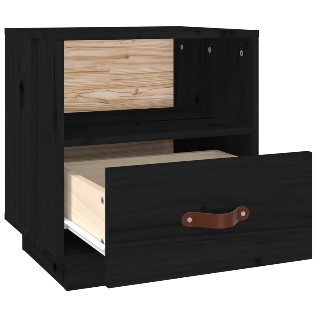 Bedside Table Black 40x34x45 cm Solid Pine