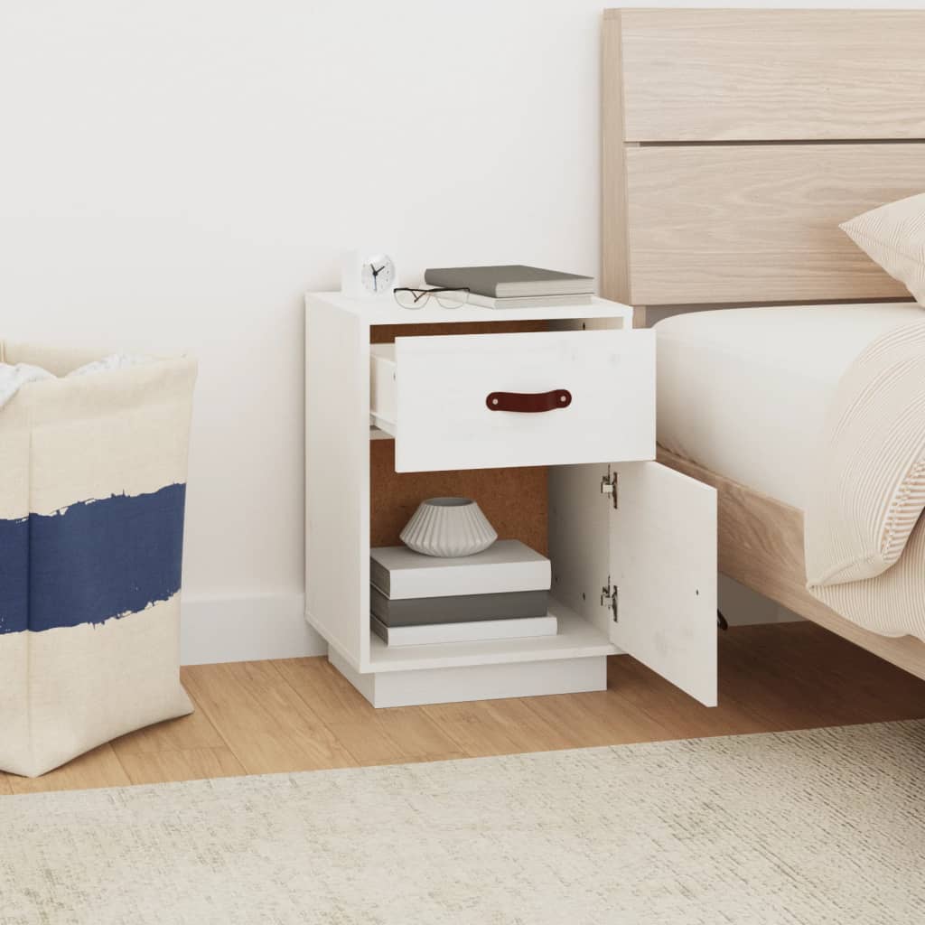 Bedside tables 2 pcs. White 40x34x55 cm solid pine wood