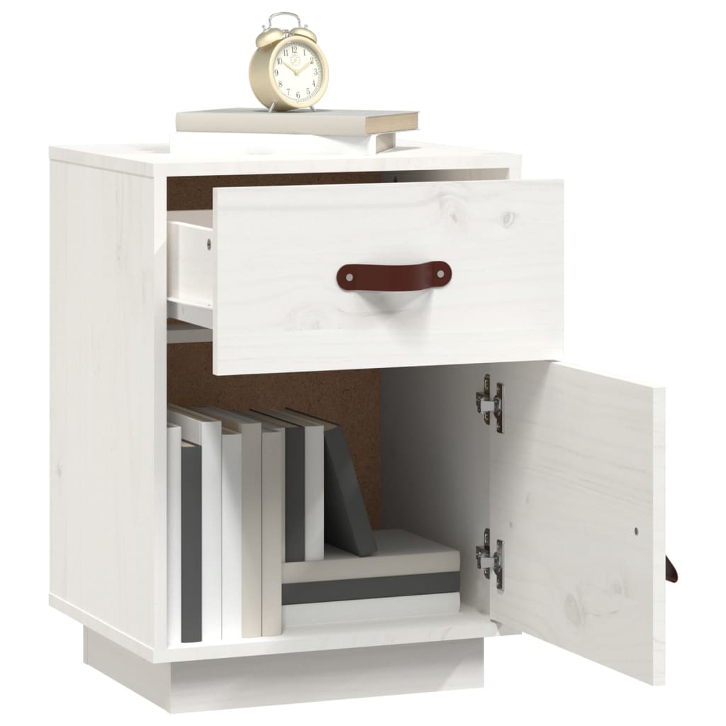 Bedside tables 2 pcs. White 40x34x55 cm solid pine wood