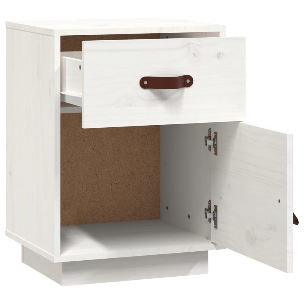 Bedside tables 2 pcs. White 40x34x55 cm solid pine wood