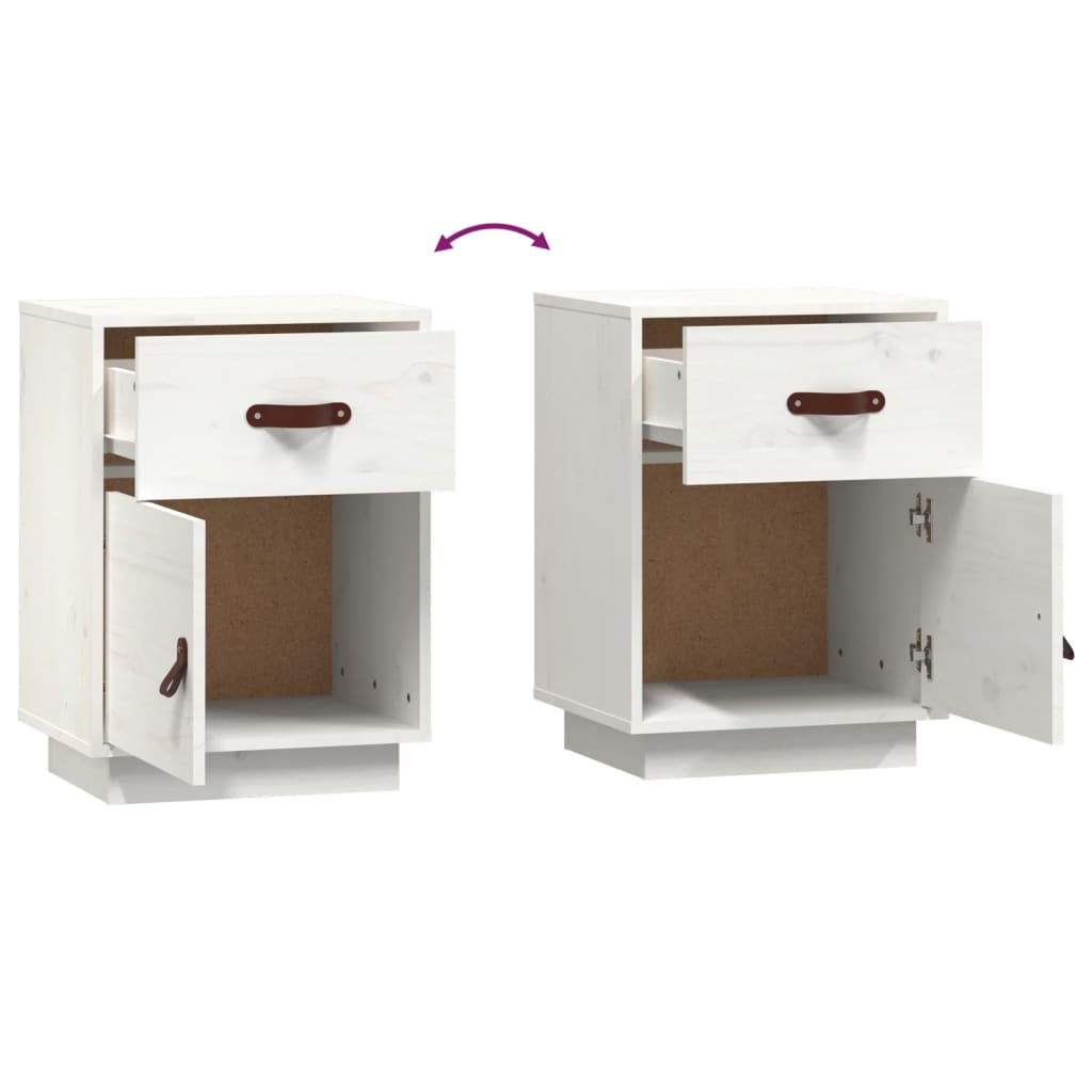 Bedside tables 2 pcs. White 40x34x55 cm solid pine wood