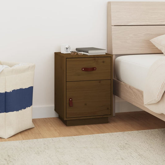 Bedside table honey brown 40x34x55 cm solid pine wood