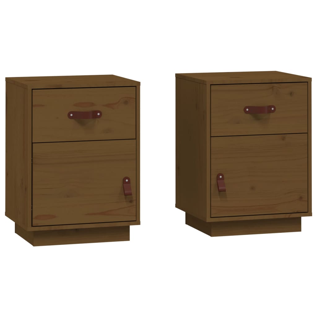 Tables de chevet 2 pcs. marron miel 40x34x55 cm en bois de pin massif