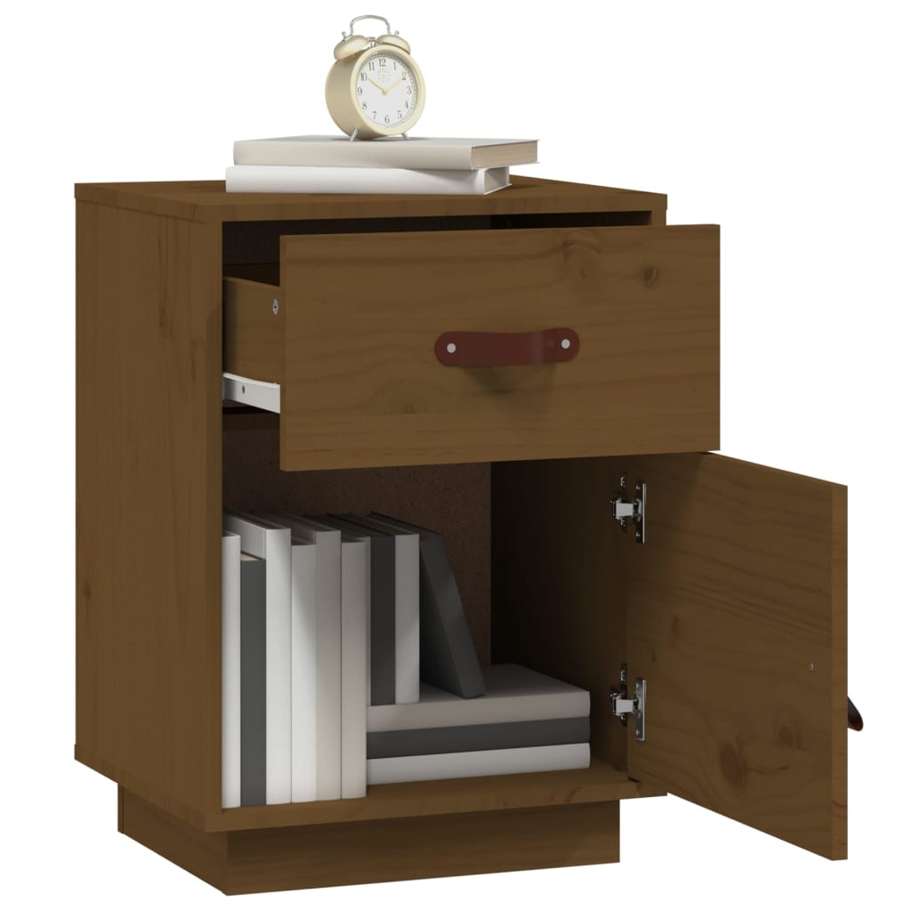Tables de chevet 2 pcs. marron miel 40x34x55 cm en bois de pin massif