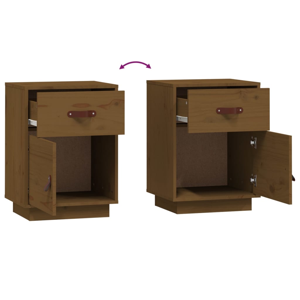 Tables de chevet 2 pcs. marron miel 40x34x55 cm en bois de pin massif