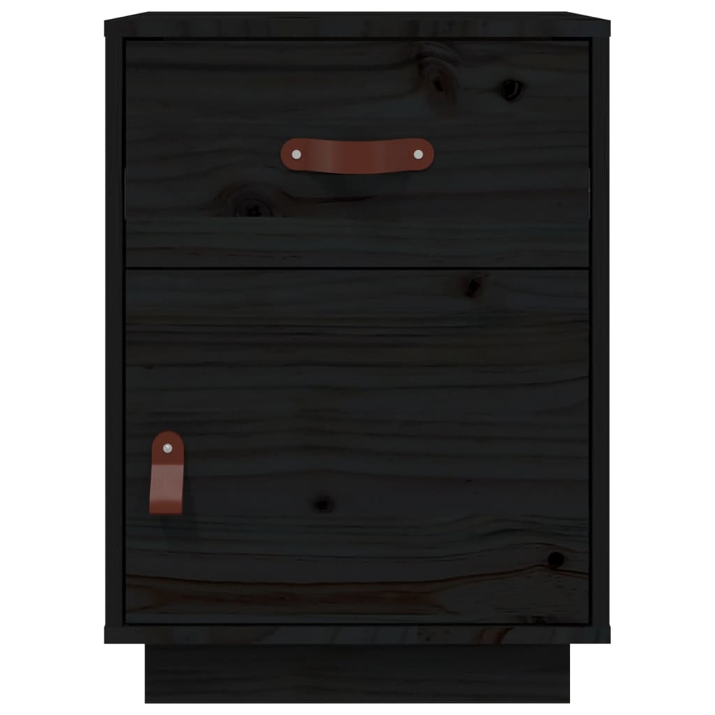 Tables de chevet 2 pcs. Noir 40x34x55 cm en bois de pin massif