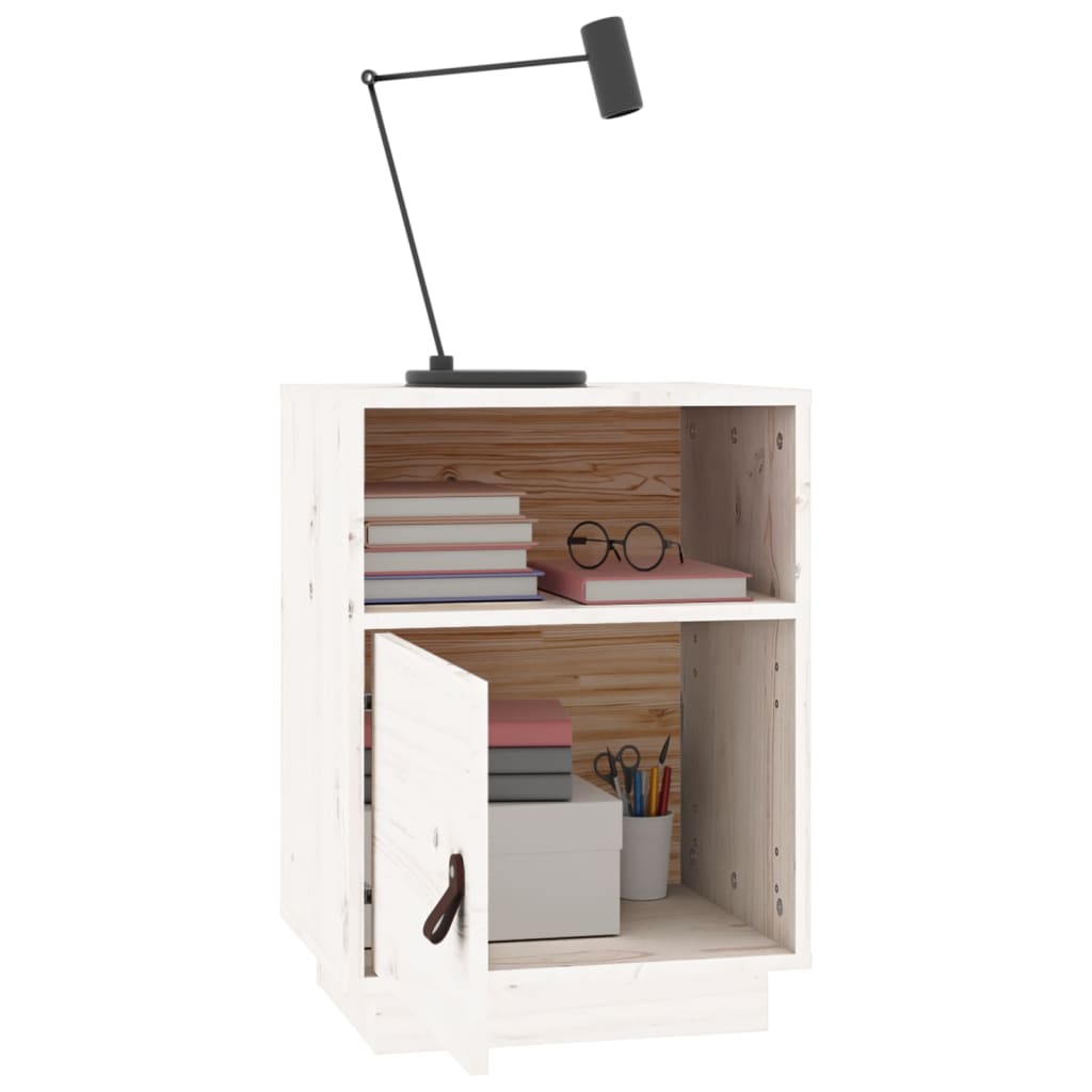 Bedside tables 2 pcs. White 40x34x55 cm solid pine wood