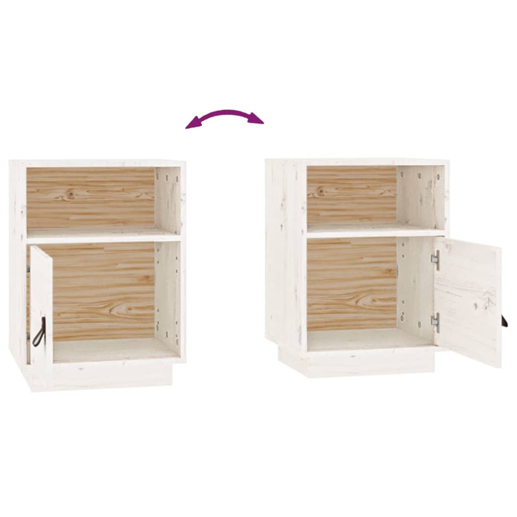 Bedside tables 2 pcs. White 40x34x55 cm solid pine wood
