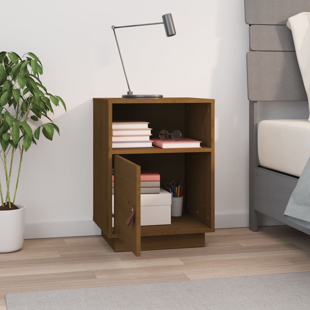 Bedside table honey brown 40x34x55 cm solid pine wood