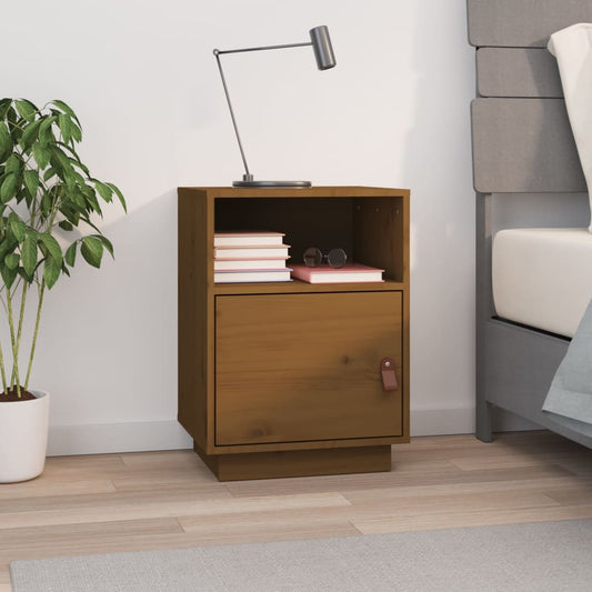 Bedside table honey brown 40x34x55 cm solid pine wood