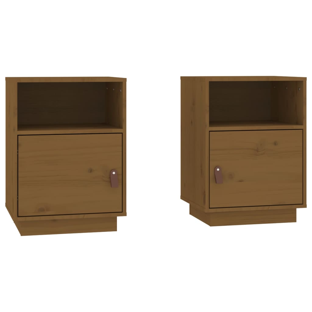 Tables de chevet 2 pcs. marron miel 40x34x55 cm en bois de pin massif