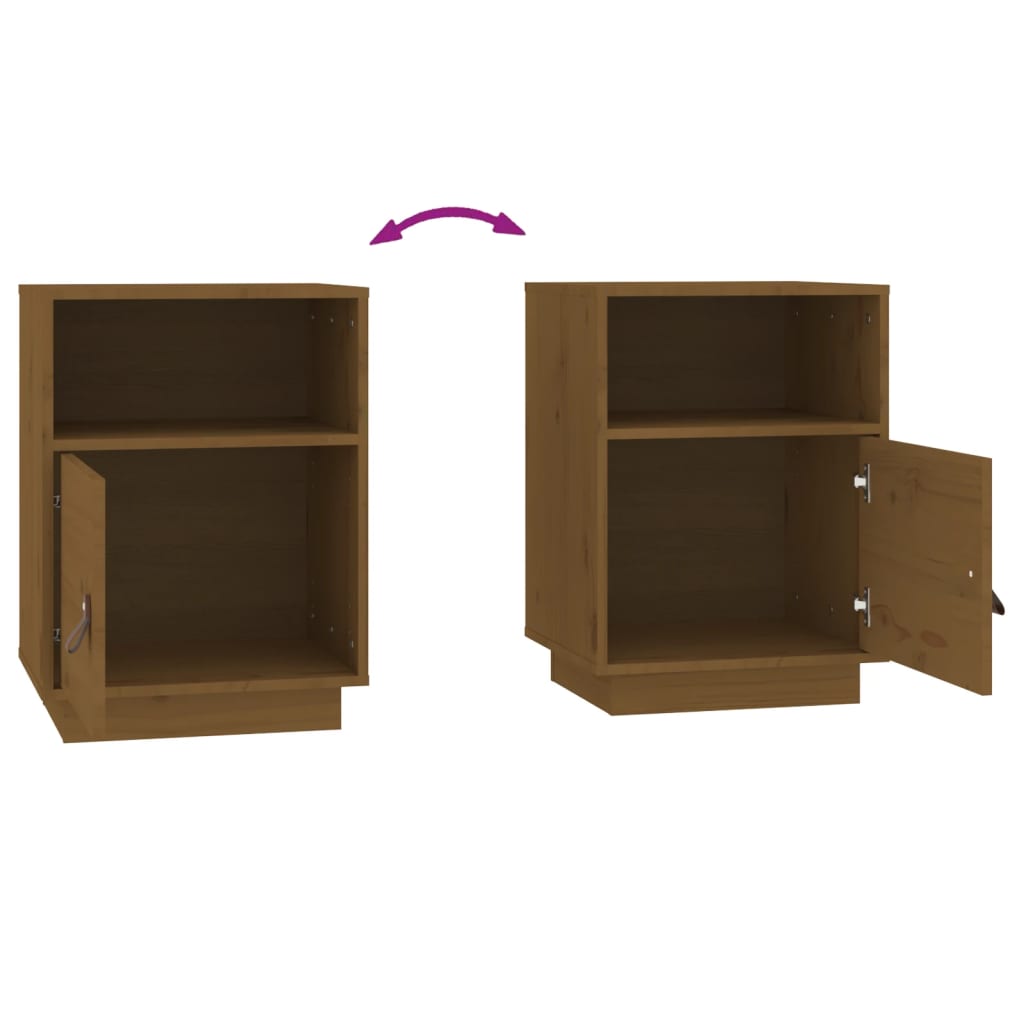 Tables de chevet 2 pcs. marron miel 40x34x55 cm en bois de pin massif